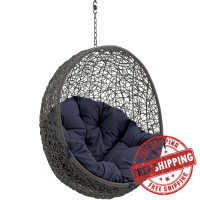 Modway EEI-2654-GRY-NAV Hide Outdoor Patio Swing Chair Without Stand in Gray Navy