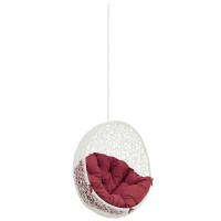 Modway EEI-2654-WHI-RED Hide Outdoor Patio Swing Chair Without Stand in White Red