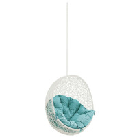 Modway EEI-2654-WHI-TRQ Hide Outdoor Patio Swing Chair Without Stand in White Turquoise