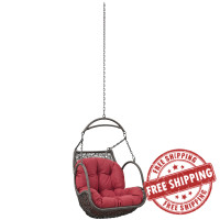 Modway EEI-2659-RED-SET Arbor Outdoor Patio Swing Chair Without Stand in Red