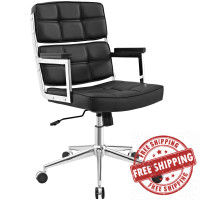 Modway EEI-2685-BLK Portray Highback Upholstered Vinyl Office Chair Black