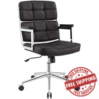 Modway EEI-2685-BRN Portray Highback Upholstered Vinyl Office Chair Brown
