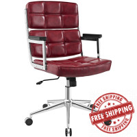 Modway EEI-2685-RED Portray Highback Upholstered Vinyl Office Chair Red