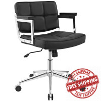 Modway EEI-2686-BLK Portray Mid Back Upholstered Vinyl Office Chair Black