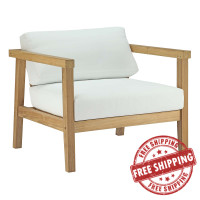 Modway EEI-2695-NAT-WHI Bayport Outdoor Patio Teak Armchair Natural White