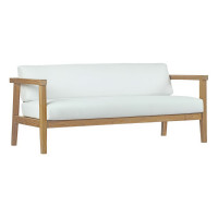 Modway EEI-2696-NAT-WHI Bayport Outdoor Patio Teak Sofa