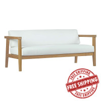 Modway EEI-2696-NAT-WHI Bayport Outdoor Patio Teak Loveseat Natural White