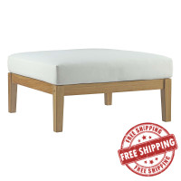 Modway EEI-2698-NAT-WHI Bayport Outdoor Patio Teak Ottoman Natural White