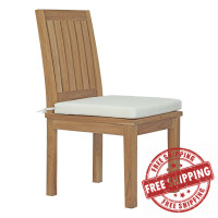 Modway EEI-2700-NAT-WHI Marina Outdoor Patio Teak Dining Chair Natural White