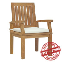 Modway EEI-2701-NAT-WHI Marina Outdoor Patio Teak Dining Chair Natural White