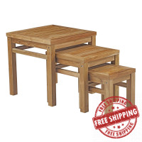 Modway EEI-2704-NAT Marina Outdoor Patio Teak Nesting Table Natural