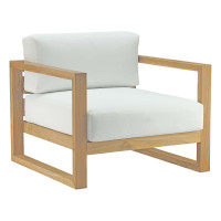 Modway EEI-2706-NAT-WHI Upland Outdoor Patio Teak Armchair Natural White