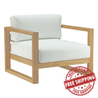 Modway EEI-2706-NAT-WHI Upland Outdoor Patio Teak Armchair Natural White