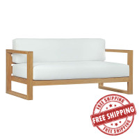 Modway EEI-2707-NAT-WHI Upland Outdoor Patio Teak Sofa Natural White