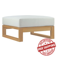 Modway EEI-2708-NAT-WHI Upland Outdoor Patio Teak Ottoman Natural White