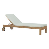 Modway EEI-2711-NAT-WHI Upland Outdoor Patio Teak Chaise Natural White