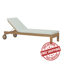 Modway EEI-2711-NAT-WHI Upland Outdoor Patio Teak Chaise Natural White