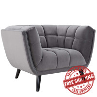 Modway EEI-2733-GRY Bestow Velvet Armchair Gray