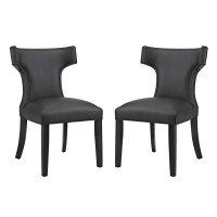 Modway EEI-2740-BLK-SET Curve Set of 2 Vinyl Dining Side Chair in Black