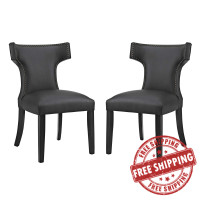 Modway EEI-2740-BLK-SET Curve Set of 2 Vinyl Dining Side Chair in Black