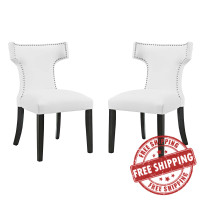 Modway EEI-2740-WHI-SET Curve Set of 2 Vinyl Dining Side Chair in White