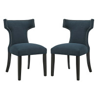 Modway EEI-2741-AZU-SET Curve Set of 2 Fabric Dining Side Chair in Azure