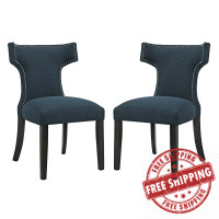 Modway EEI-2741-AZU-SET Curve Set of 2 Fabric Dining Side Chair in Azure
