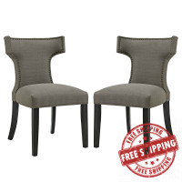 Modway EEI-2741-GRA-SET Curve Set of 2 Fabric Dining Side Chair in Granite