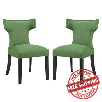 Modway EEI-2741-GRN-SET Curve Set of 2 Fabric Dining Side Chair in Green