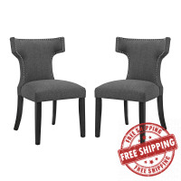 Modway EEI-2741-GRY-SET Curve Set of 2 Fabric Dining Side Chair in Gray