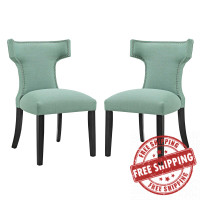 Modway EEI-2741-LAG-SET Curve Set of 2 Fabric Dining Side Chair in Laguna