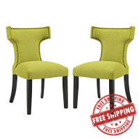 Modway EEI-2741-WHE-SET Curve Set of 2 Fabric Dining Side Chair in Wheatgrass