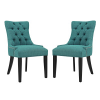 Modway EEI-2743-TEA-SET Regent Set of 2 Fabric Dining Side Chair in Teal