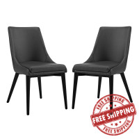 Modway EEI-2744-BLK-SET Viscount Set of 2 Vinyl Dining Side Chair in Black