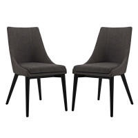 Modway EEI-2745-BRN-SET Viscount Set of 2 Fabric Dining Side Chair in Brown