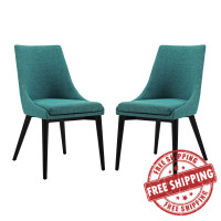Modway EEI-2745-TEA-SET Viscount Set of 2 Fabric Dining Side Chair in Teal