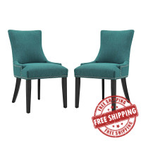 Modway EEI-2746-TEA-SET Marquis Dining Side Chair Fabric Set of 2 Teal
