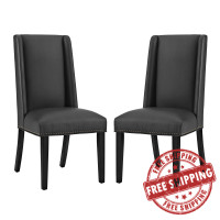 Modway EEI-2747-BLK-SET Baron Dining Chair Vinyl Set of 2