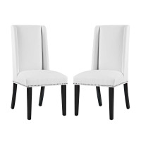 Modway EEI-2747-WHI-SET Baron Vinyl Dining Chair Set of 2 in White