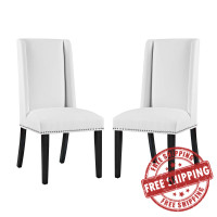 Modway EEI-2747-WHI-SET Baron Vinyl Dining Chair Set of 2 in White