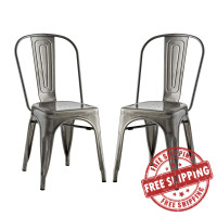 Modway EEI-2749-GME-SET Promenade Dining Side Chair Set of 2 in Gunmetal