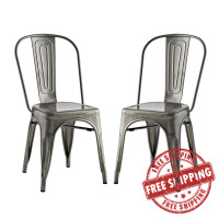 Modway EEI-2749-GME-SET Promenade Dining Side Chair Set of 2 in Gunmetal