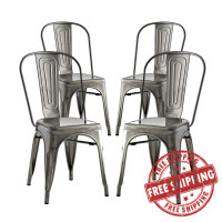 Modway EEI-2750-GME-SET Promenade Dining Side Chair Set of 4 in Gunmetal