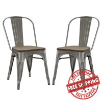 Modway EEI-2751-GME-SET Promenade Dining Side Chair Set of 2 GunMetal