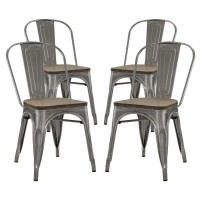 Modway EEI-2752-GME-SET Promenade Dining Side Chair Set of 4 GunMetal