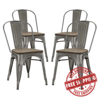 Modway EEI-2752-GME-SET Promenade Dining Side Chair Set of 4 GunMetal