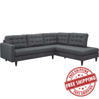 Modway EEI-2797-DOR Empress 2 Piece Upholstered Fabric Right Facing Bumper Sectional