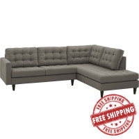 Modway EEI-2797-GRA Empress 2 Piece Upholstered Fabric Right Facing Bumper Sectional