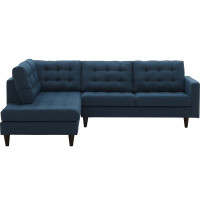 Modway EEI-2798-AZU Empress 2 Piece Upholstered Fabric Left Facing Bumper Sectional