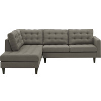 Modway EEI-2798-GRA Empress 2 Piece Upholstered Fabric Left Facing Bumper Sectional